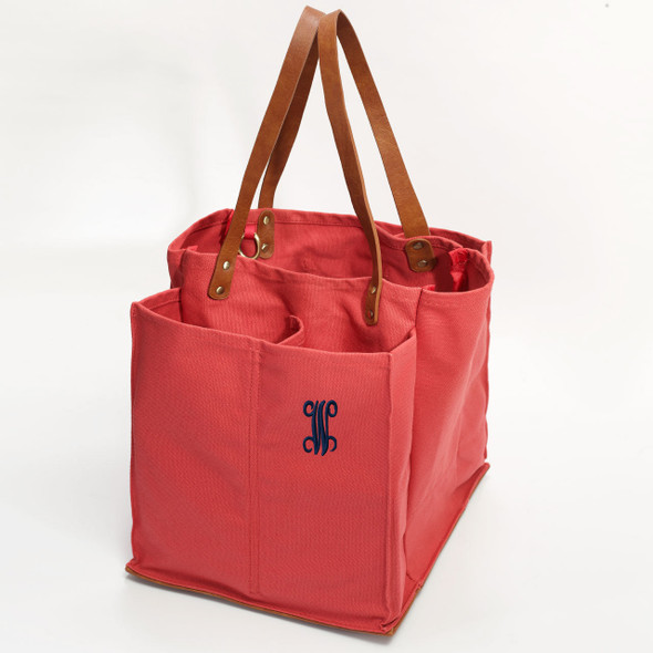 Rust Canvas Multi-Pocket Ultimate Market Tote-Embroidered Rust Canvas Multi-Pocket Ultimate Market Tote-Embroidered