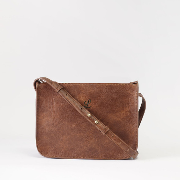Rowan Crossbody- Brown - Vegan Leather - Embroidered Rowan Crossbody- Brown - Vegan Leather - Embroidered
