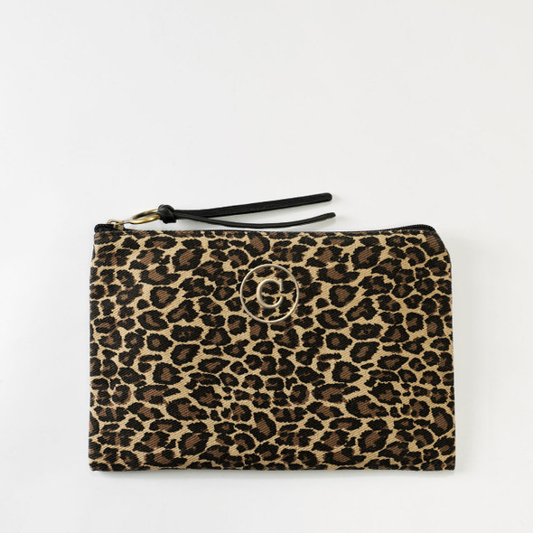 Leopard Zip Pouch - Embroidered Leopard Zip Pouch - Embroidered