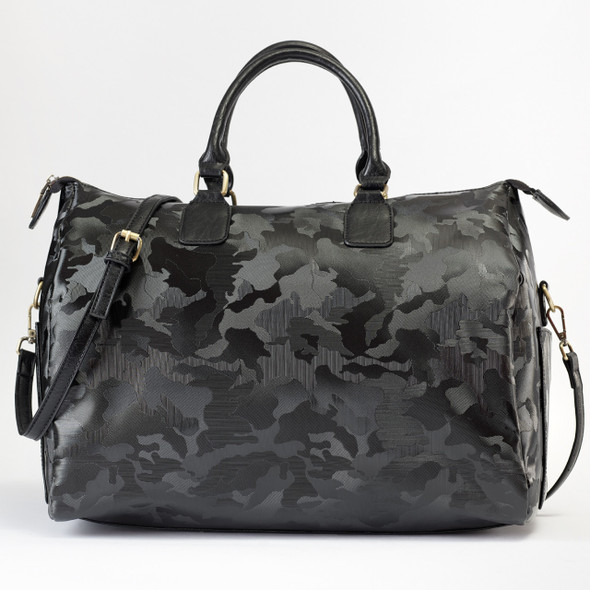 Midnight Camo Duffie Overnighter Bag - Vegan Leather - Embroidered Midnight Camo Duffie Overnighter Bag - Vegan Leather - Embroidered