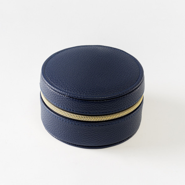 Navy Round Organizer - Vegan Leather - Stamped Navy Round Organizer - Vegan Leather - Stamped
