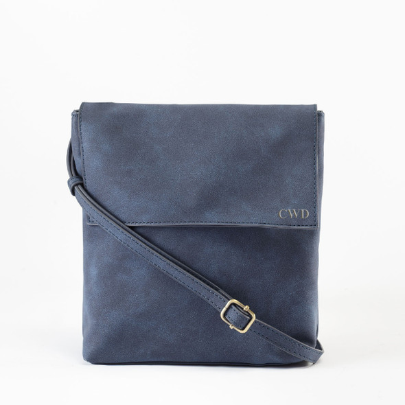 Indigo Front Flap Crossbody - Vegan Leather - Stamped Indigo Front Flap Crossbody - Vegan Leather - Stamped