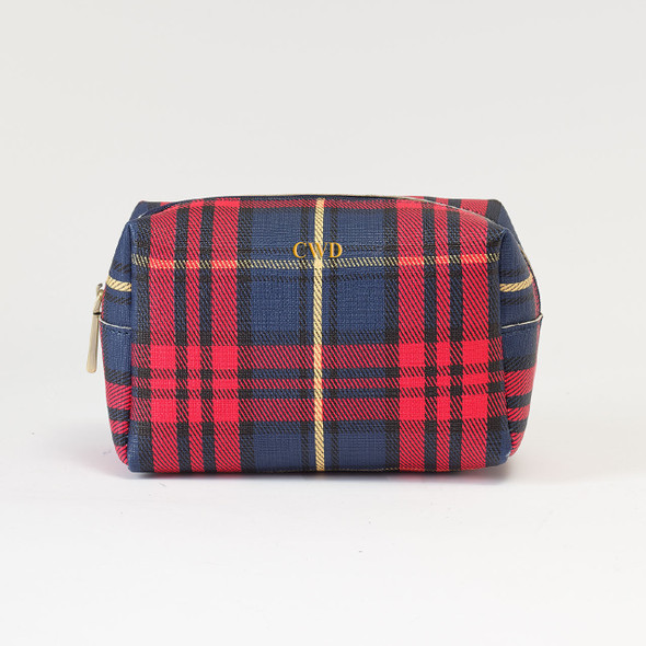 Vegan Leather North Plaid Travel Pouch - Stamped Vegan Leather North Plaid Travel Pouch - Stamped