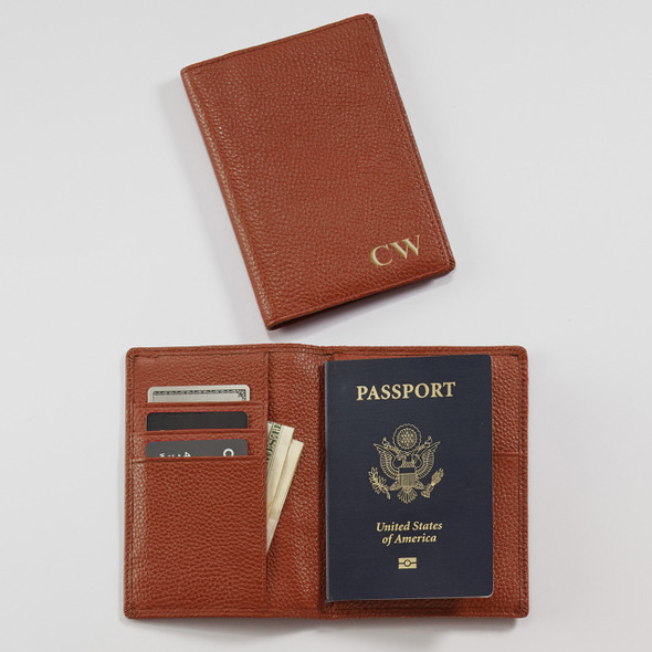 Saddle Genuine Leather Passport Cover - Stamped Saddle Genuine Leather Passport Cover - Stamped