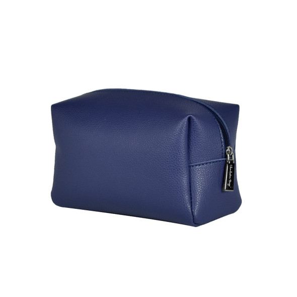 Vegan Leather Travel Pouch - Navy - Stamped Vegan Leather Travel Pouch - Navy - Stamped