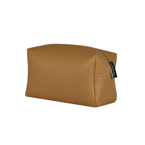 Vegan Leather Travel Pouch - Sand - Stamped Vegan Leather Travel Pouch - Sand - Stamped