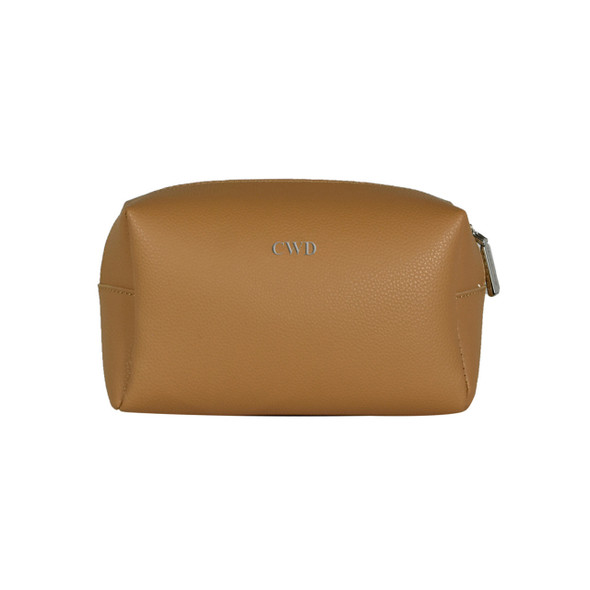 Vegan Leather Travel Pouch - Sand - Stamped Vegan Leather Travel Pouch - Sand - Stamped
