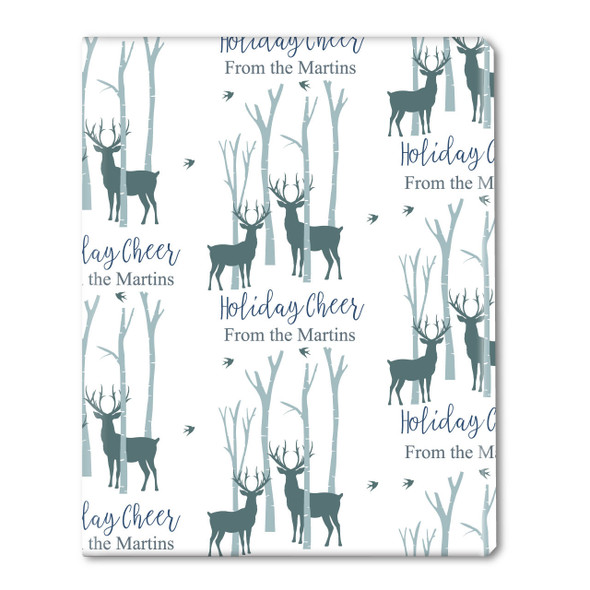 Deer In Forest Personalized Gift Wrap-White Deer In Forest Personalized Gift Wrap-White