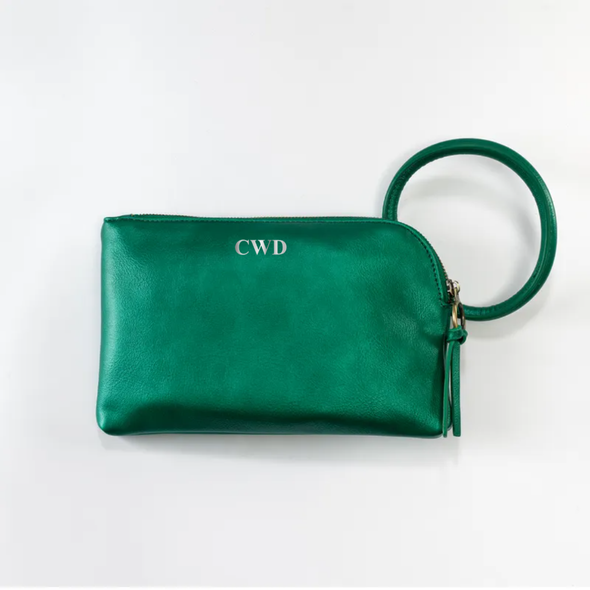 Vegan Leather Remi Wristlet-Emerald - Stamped Vegan Leather Remi Wristlet-Emerald - Stamped
