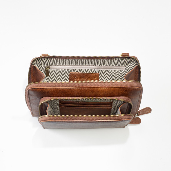 Wren Convertible Wristlet-Brown - Vegan Leather - Stamped Wren Convertible Wristlet-Brown - Vegan Leather - Stamped
