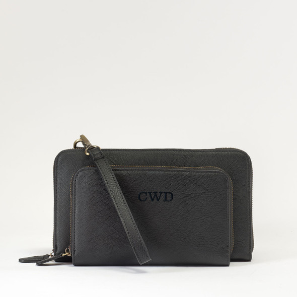 Wren Convertible Wristlet- Midnight Black - Vegan Leather - Embroidered Wren Convertible Wristlet- Midnight Black - Vegan Leather - Embroidered