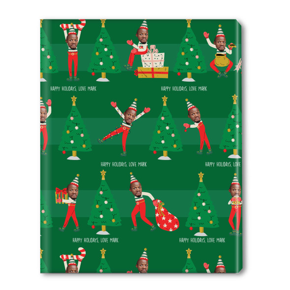 Decorating Elf Photo Personalized Gift Wrap-Green Decorating Elf Photo Personalized Gift Wrap-Green