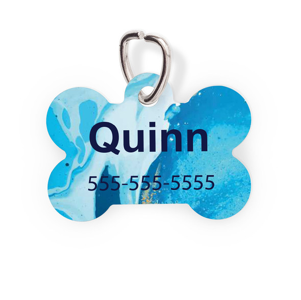 Ocean Marble Bone Pet Tag Ocean Marble Bone Pet Tag