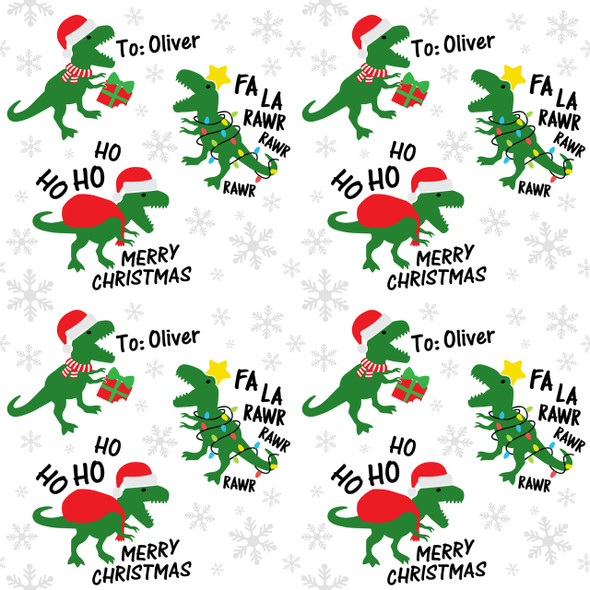 T-Rex Santa Personalized Gift Wrap T-Rex Santa Personalized Gift Wrap