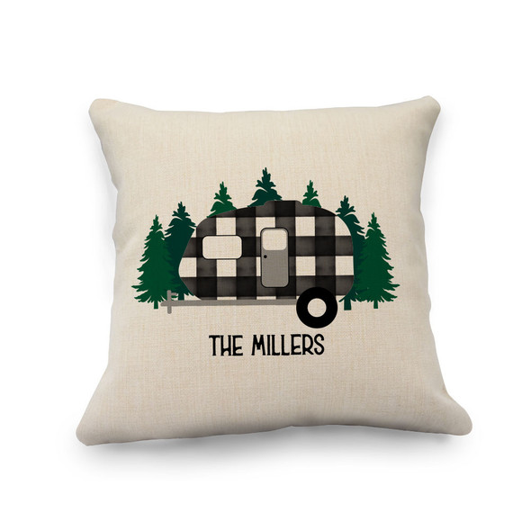 Holiday Campers Natural Pillow Cover
