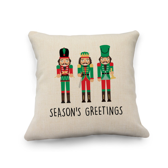 Merry Nutcrackers Natural Pillow Cover Merry Nutcrackers Natural Pillow Cover