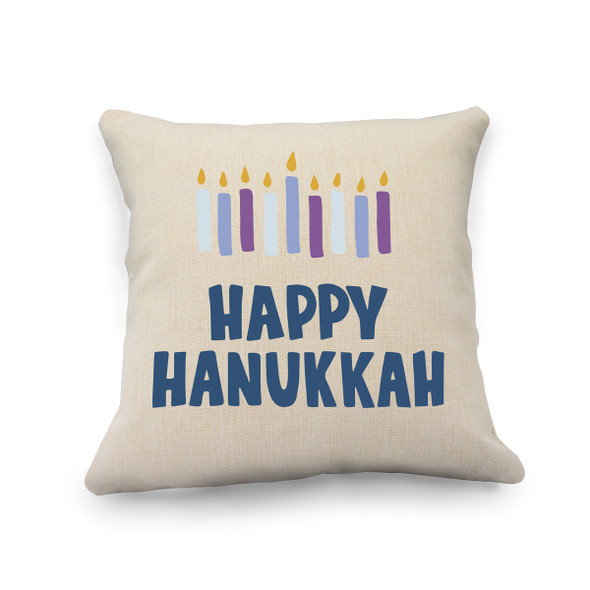 Happy Hanukkah Natural Pillow Cover Happy Hanukkah Natural Pillow Cover