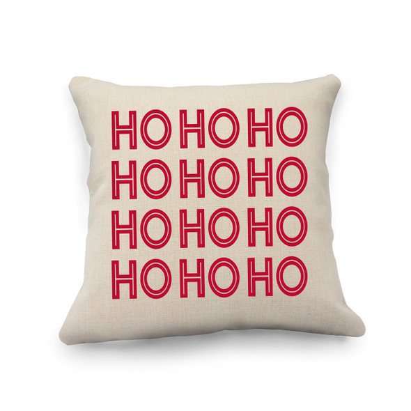 Ho Ho Ho Natural Pillow Cover Ho Ho Ho Natural Pillow Cover
