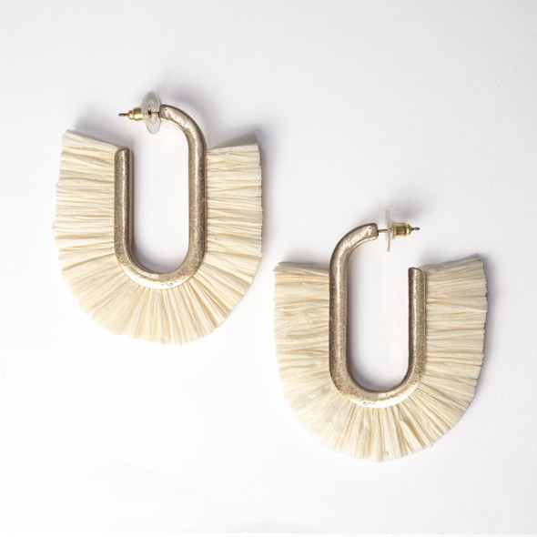 Cream Raffia Hoops Cream Raffia Hoops