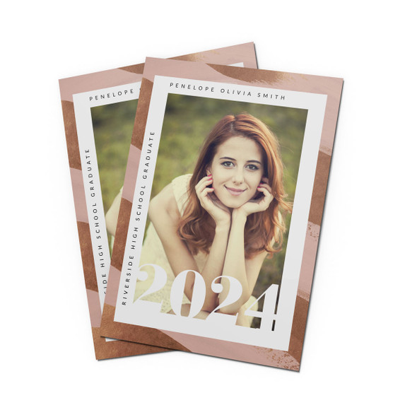 Graduate Framed Photo Announcement- Blush Strokes Graduate Framed Photo Announcement- Blush Strokes