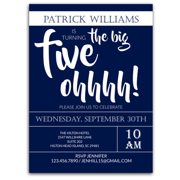Big Five Ohhh Party Invitation Big Five Ohhh Party Invitation