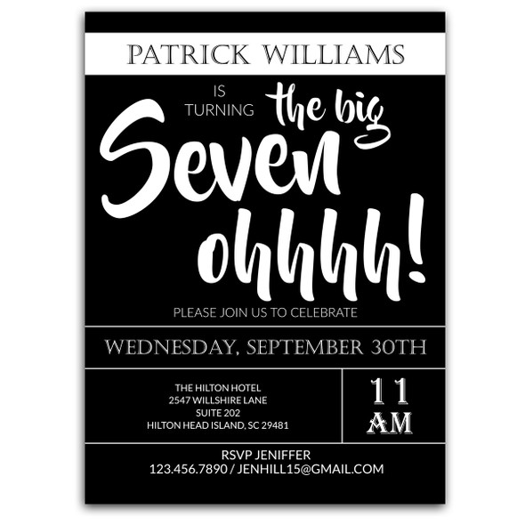 Big Seven Ohhh Party Invitation Big Seven Ohhh Party Invitation