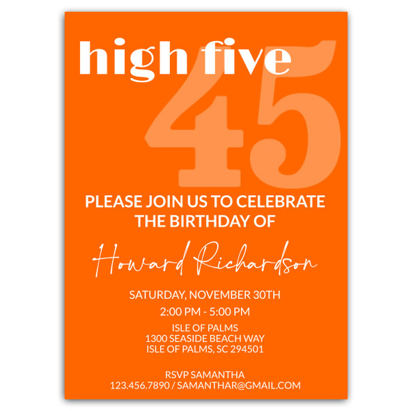 High-Five 45 Party Invitation High-Five 45 Party Invitation