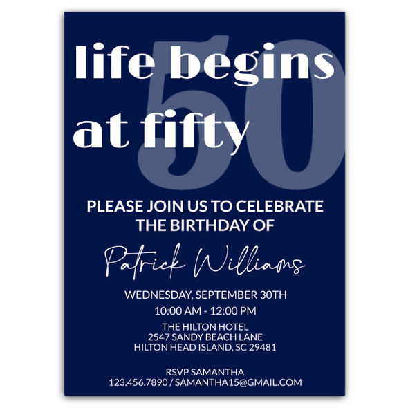 Life Begins at 50 Party Invitation Life Begins at 50 Party Invitation