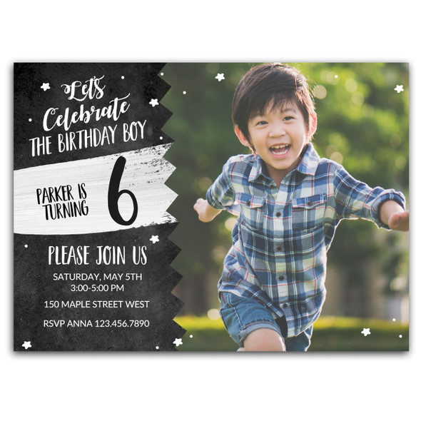 Chalk Birthday Boy Party Invitation Chalk Birthday Boy Party Invitation