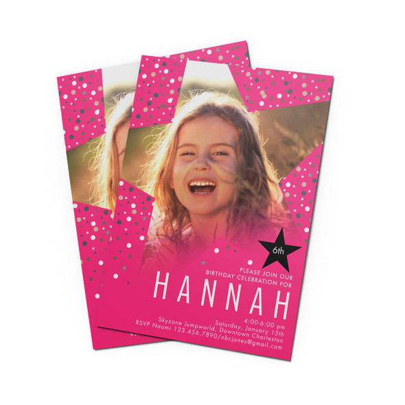 Star Confetti Birthday Photo Invitation Star Confetti Birthday Photo Invitation