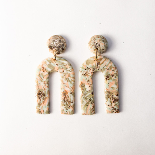 Peachmint Clay Arch Earrings