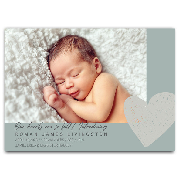 Our Heart Photo Birth Announcement Our Heart Photo Birth Announcement