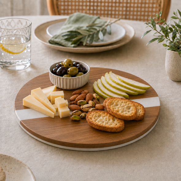 Acacia & Stone Reversible Round Board