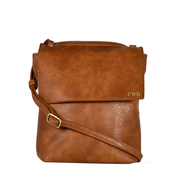 Saddle Front Flap Crossbody - Vegan Leather - Stamped Saddle Front Flap Crossbody - Vegan Leather - Stamped