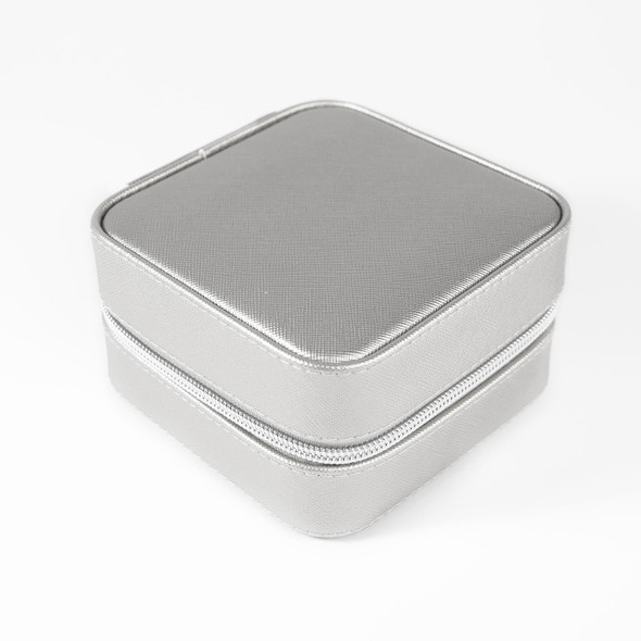 Silver Square Organizer - Vegan Leather - Stamped Silver Square Organizer - Vegan Leather - Stamped