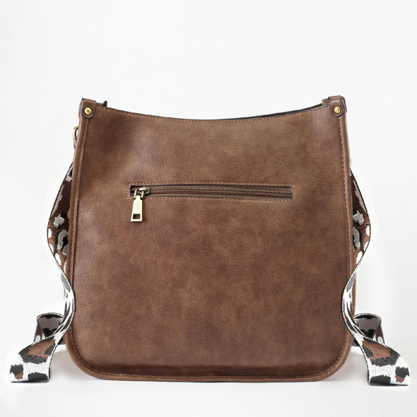 Brown Lenox Saddlebag - Vegan Leather - Embroidered Brown Lenox Saddlebag - Vegan Leather - Embroidered
