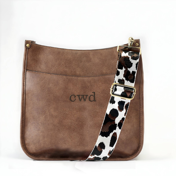 Brown Lenox Saddlebag - Vegan Leather - Embroidered Brown Lenox Saddlebag - Vegan Leather - Embroidered