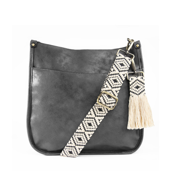 Dark Gray Lenox Saddlebag - Vegan Leather Dark Gray Lenox Saddlebag - Vegan Leather