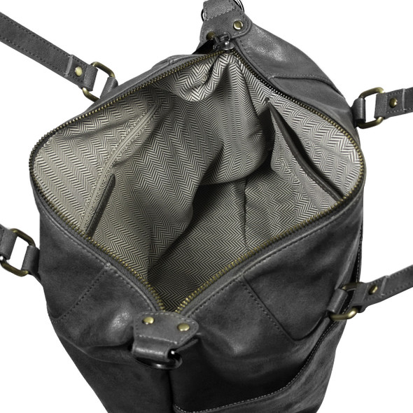 London Convertible Tote- Dark Gray - Vegan Leather London Convertible Tote- Dark Gray - Vegan Leather