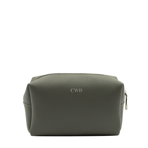 Vegan Leather Travel Pouch - Dark Grey - Stamped Vegan Leather Travel Pouch - Dark Grey - Stamped