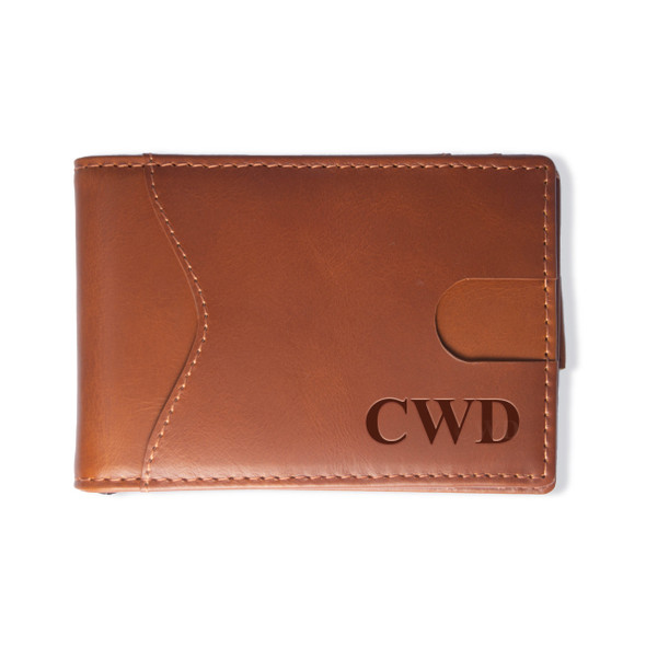 Saddle Genuine Leather Slim Wallet - Stamped Saddle Genuine Leather Slim Wallet - Stamped