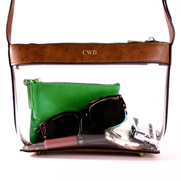 Clear/Saddle Crossbody Bag - Stamped Clear/Saddle Crossbody Bag - Stamped