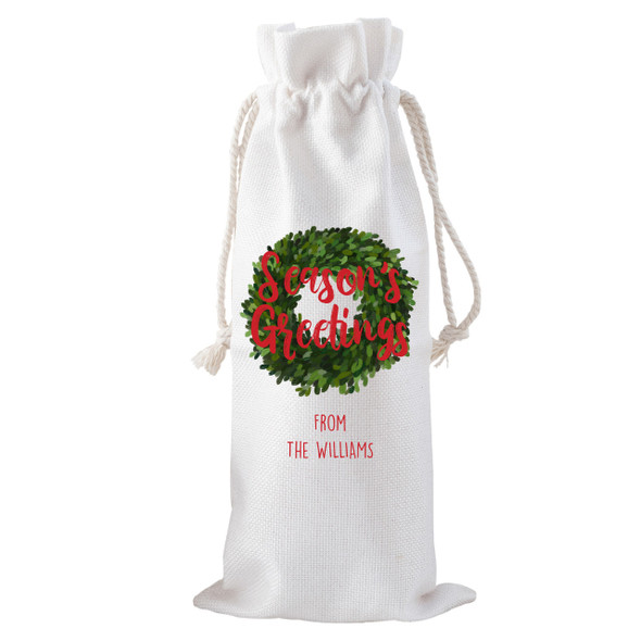 Season's Greetings Drawstring Bottle Tote Season's Greetings Drawstring Bottle Tote