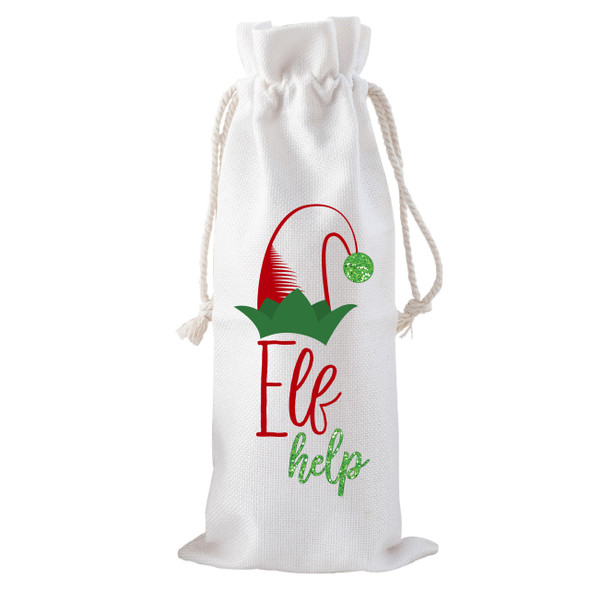 Elf Help Drawstring Bottle Tote Elf Help Drawstring Bottle Tote