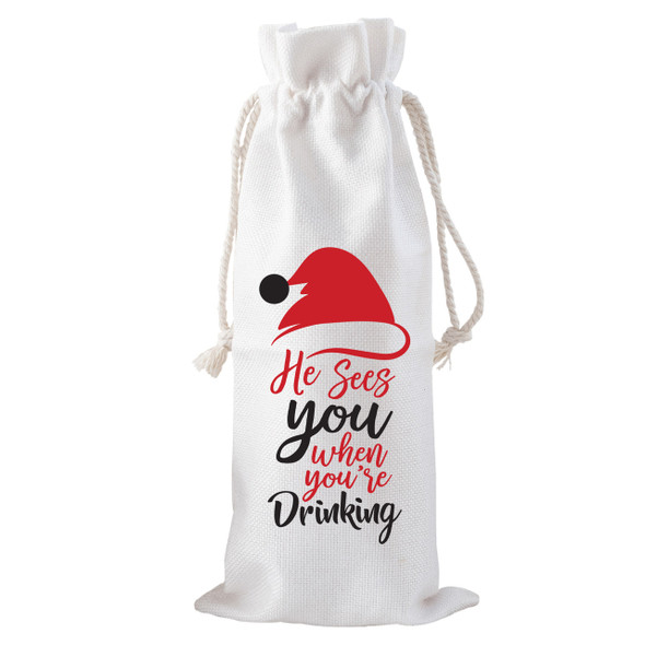 He Sees You Drawstring Bottle Tote He Sees You Drawstring Bottle Tote