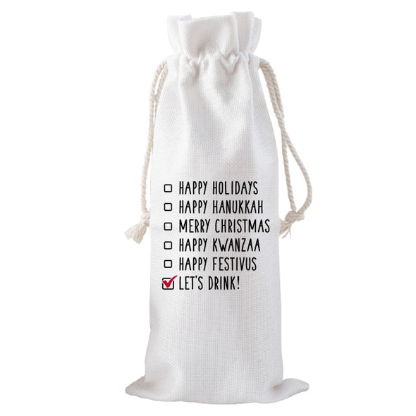 Let's Drink Drawstring Bottle Tote Let's Drink Drawstring Bottle Tote