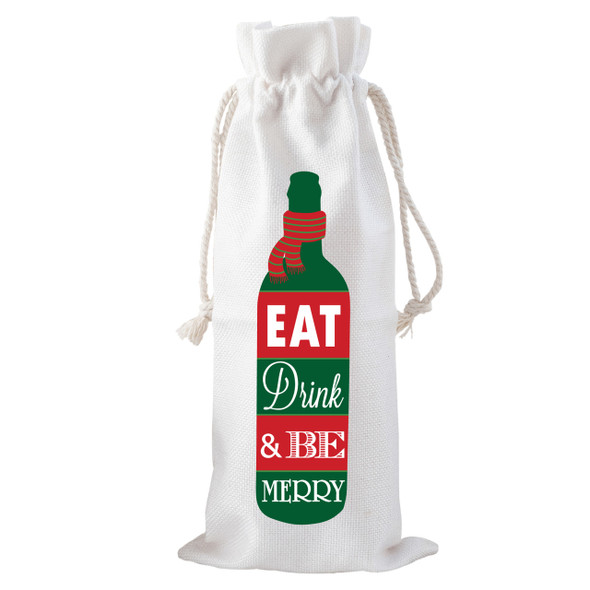 Be Merry Drawstring Bottle Tote Be Merry Drawstring Bottle Tote