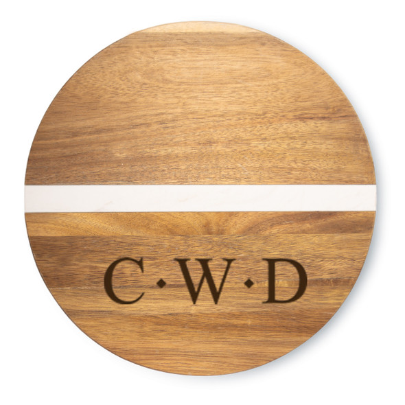Acacia & Stone Reversible Round Board- Engraved Diamonds Acacia & Stone Reversible Round Board- Engraved Diamonds
