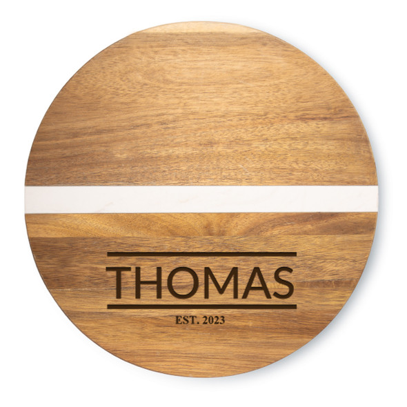 Acacia & Stone Reversible Round Board- Engraved Latolines Acacia & Stone Reversible Round Board- Engraved Latolines