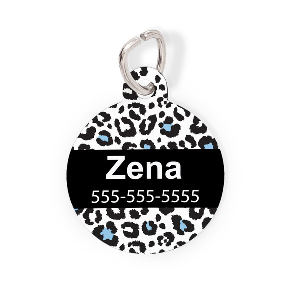 Blue Leopard Round Pet Tag-Pattern Blue Leopard Round Pet Tag-Pattern